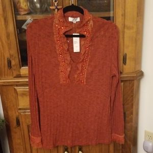 Beautiful Autumn Orange  Victorian style sweater
